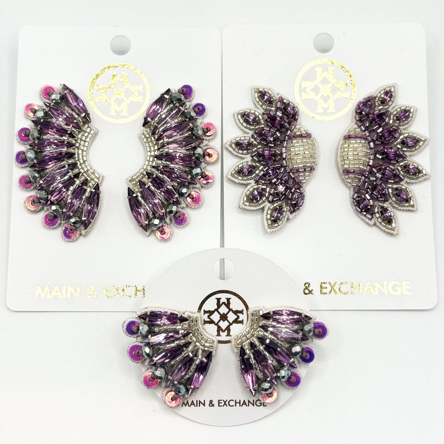 Mini Fan Girl Earrings - Purple/Silver