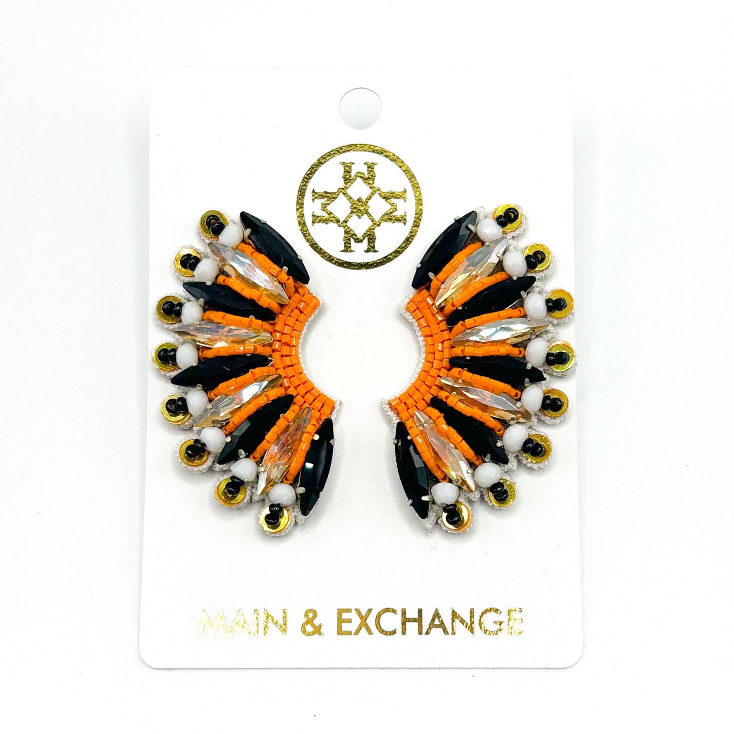 The Fan Girl Earring - Orange/Black/White