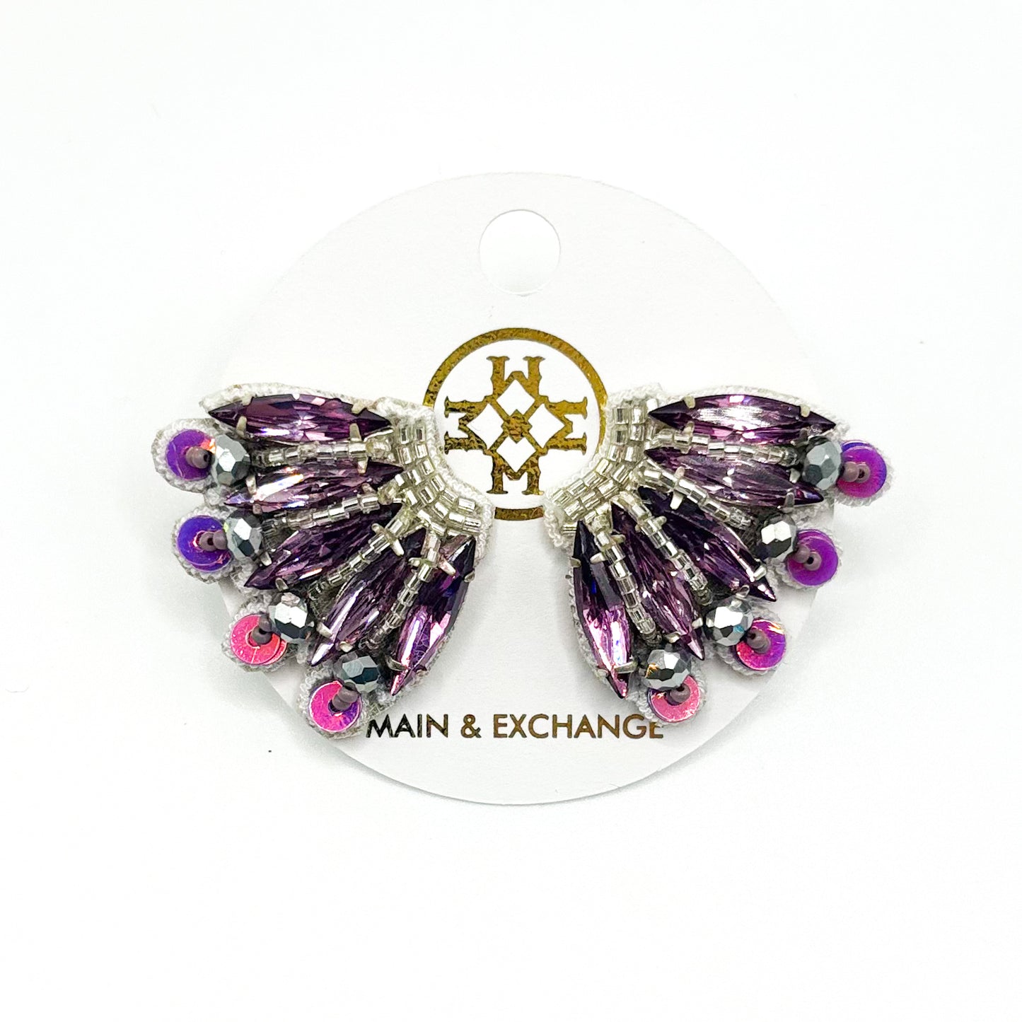 Mini Fan Girl Earrings - Purple/Silver