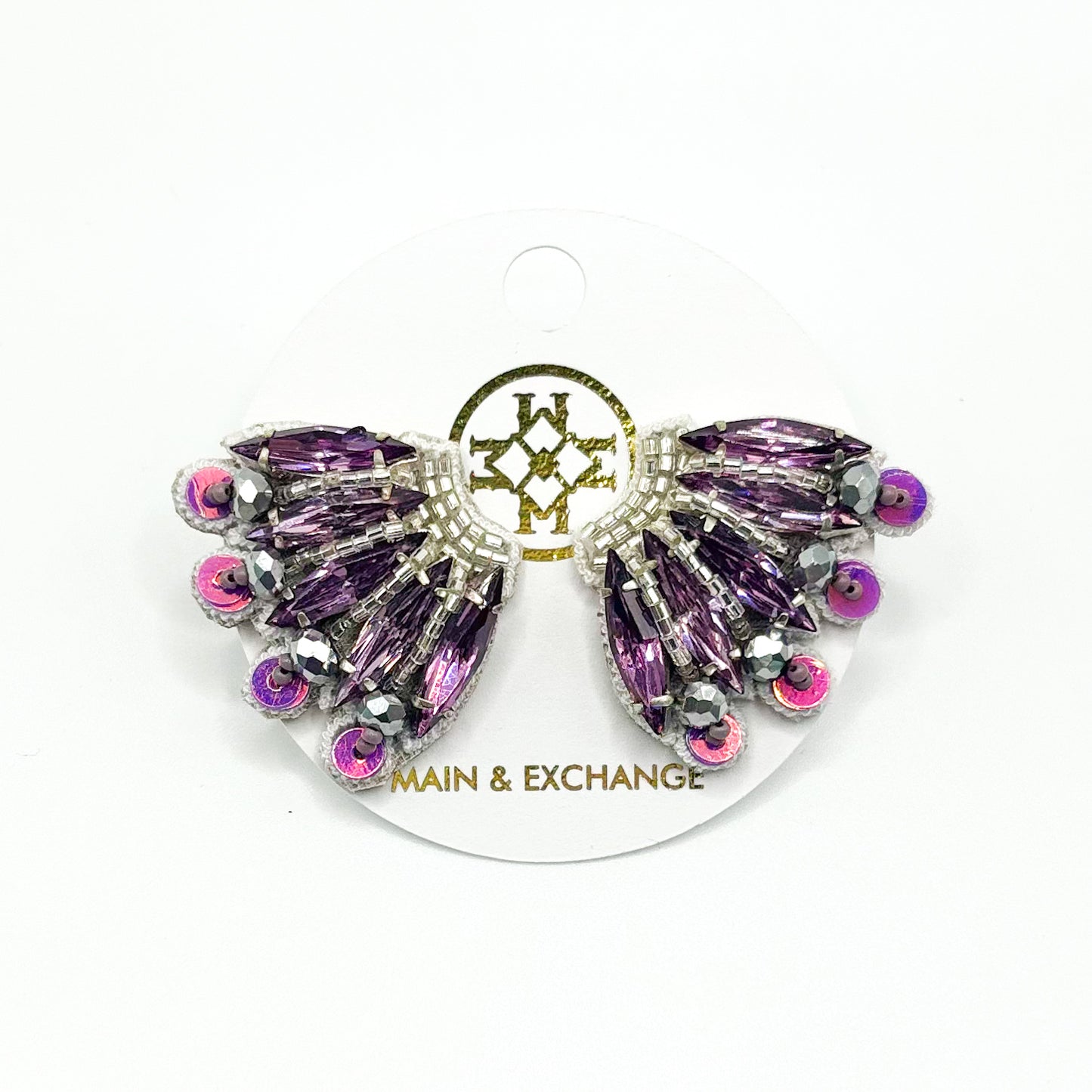 Mini Fan Girl Earrings - Purple/Silver