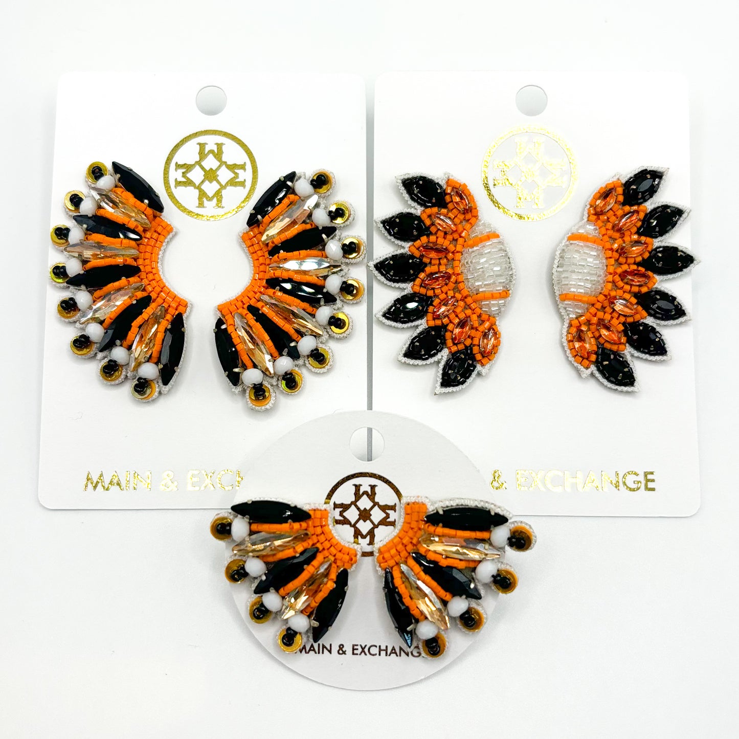 The Fan Girl Earring - Orange/Black/White