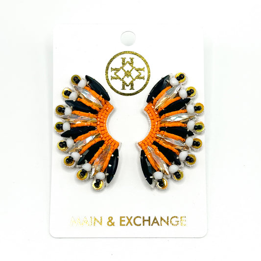 The Fan Girl Earring - Orange/Black/White