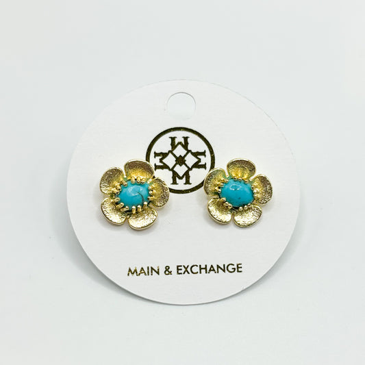 The Flower Stud Earring - Turquoise