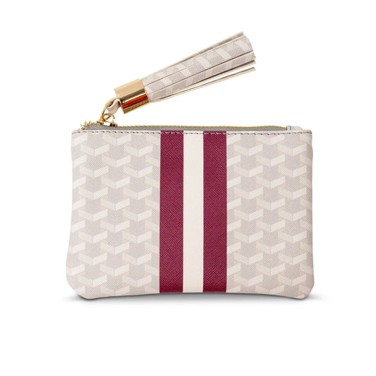 The Zipper Pouch - White/Maroon