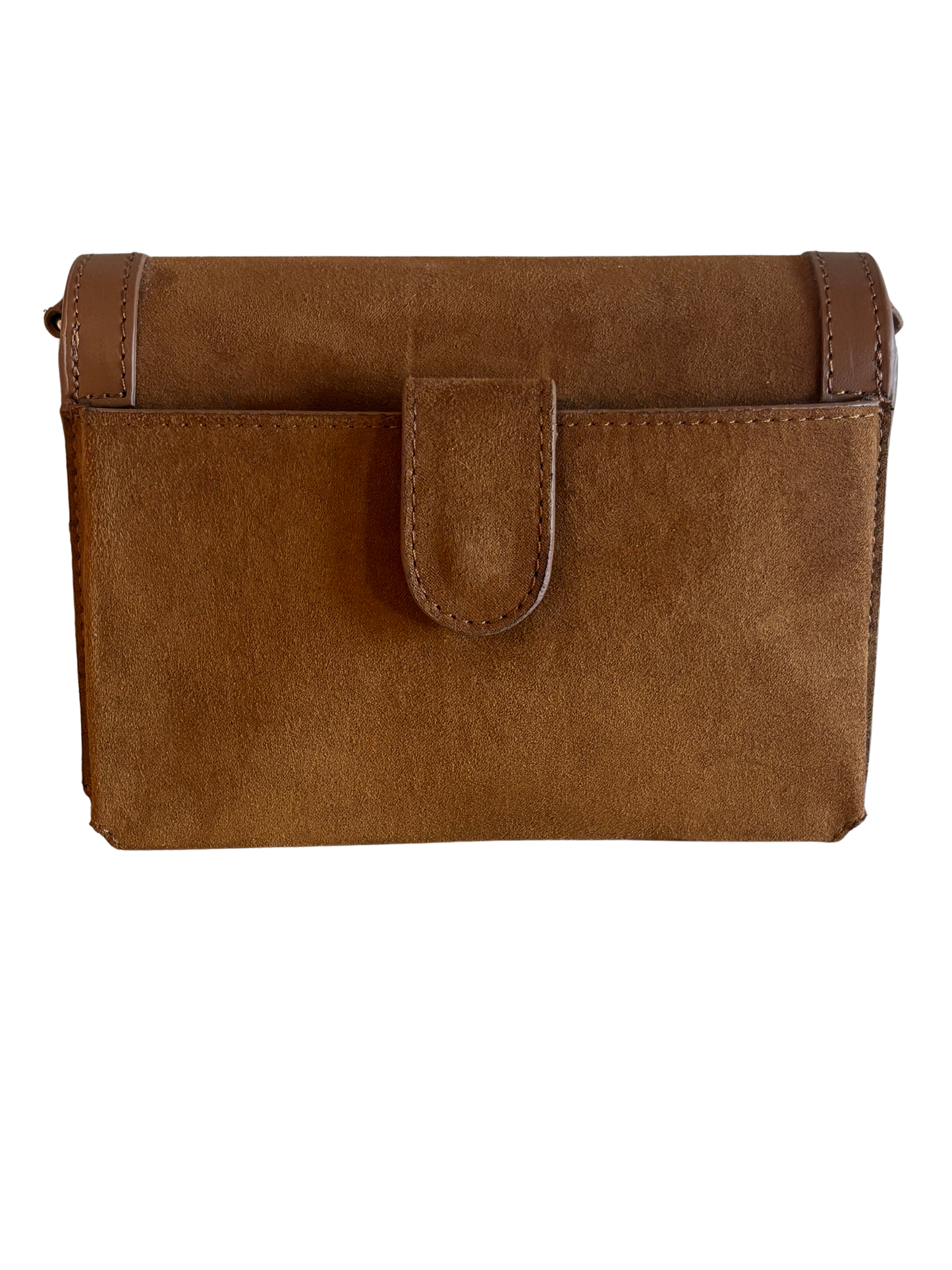 Brown Suede Horse Bit Crossbody