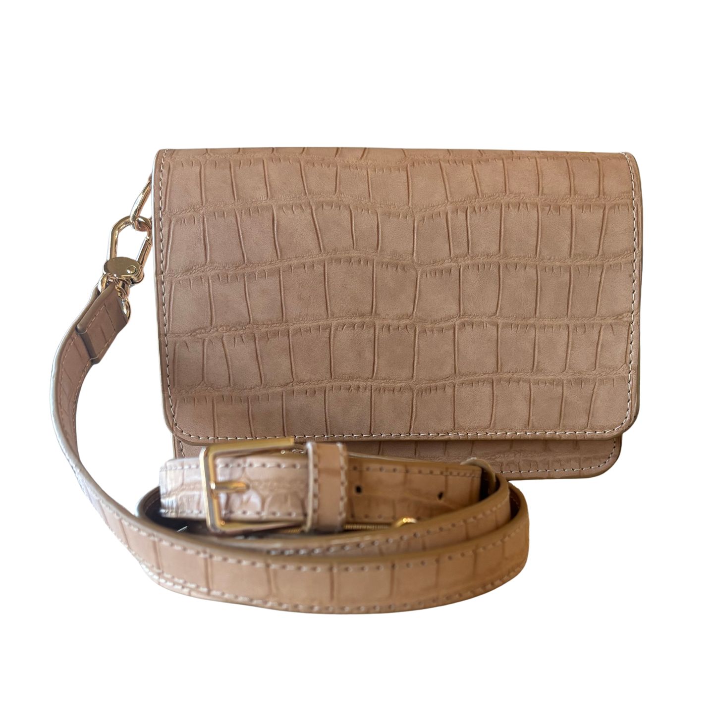 Tan Luxe Croc Crossbody