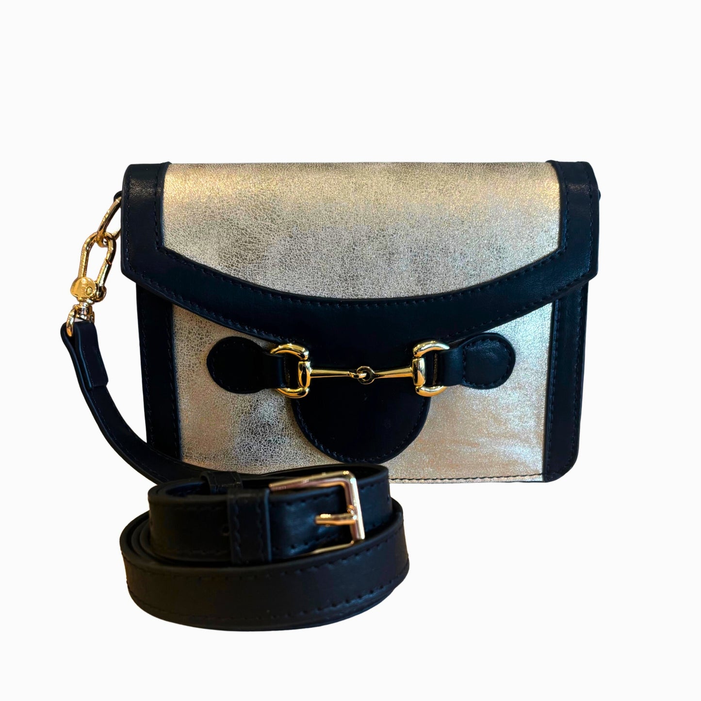 Champagne Gold/Black Horse Bit Crossbody