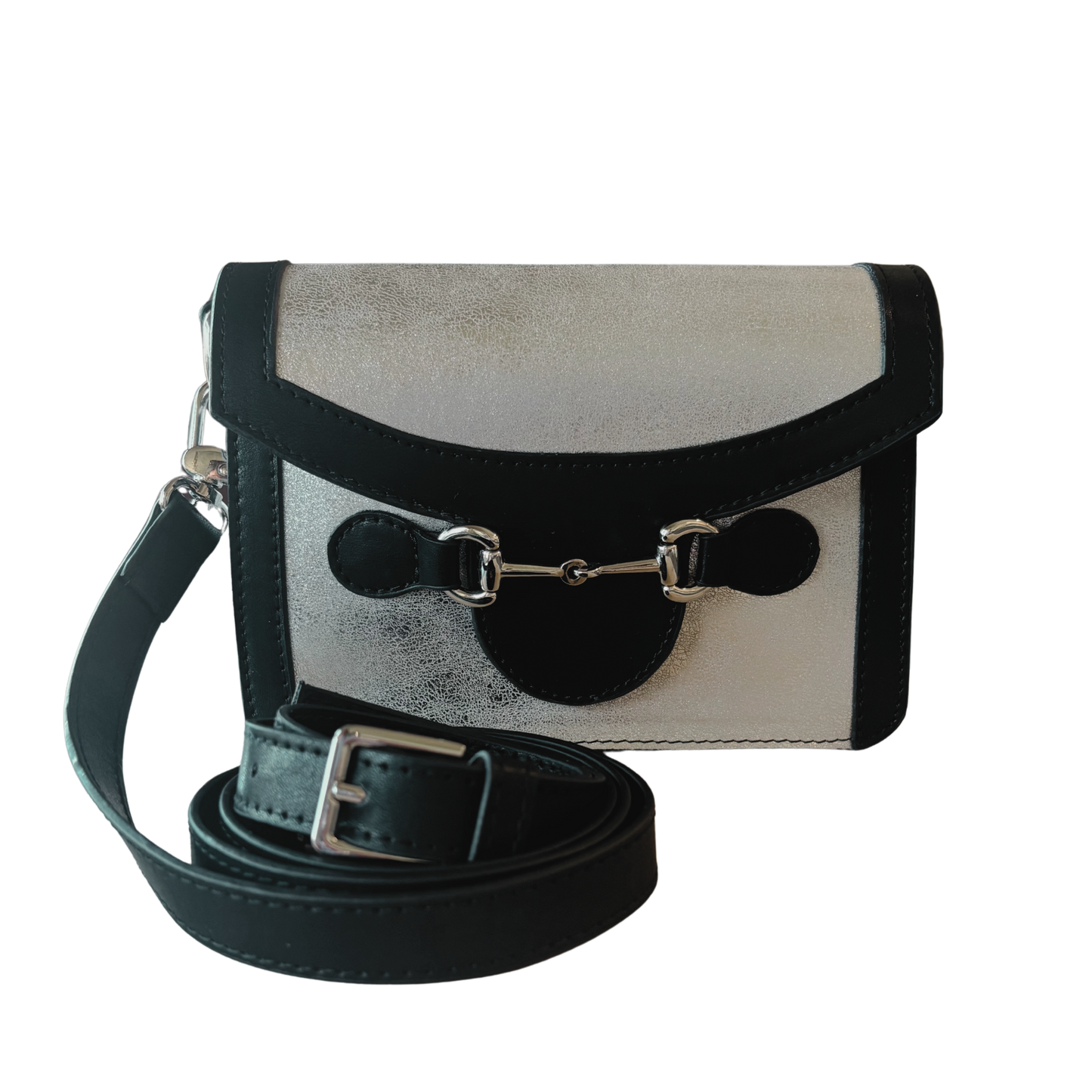 Silver/Black Horse Bit Crossbody